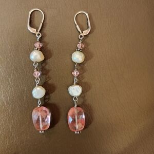 Freshwater Pearl and Rose Quartz Earrings
